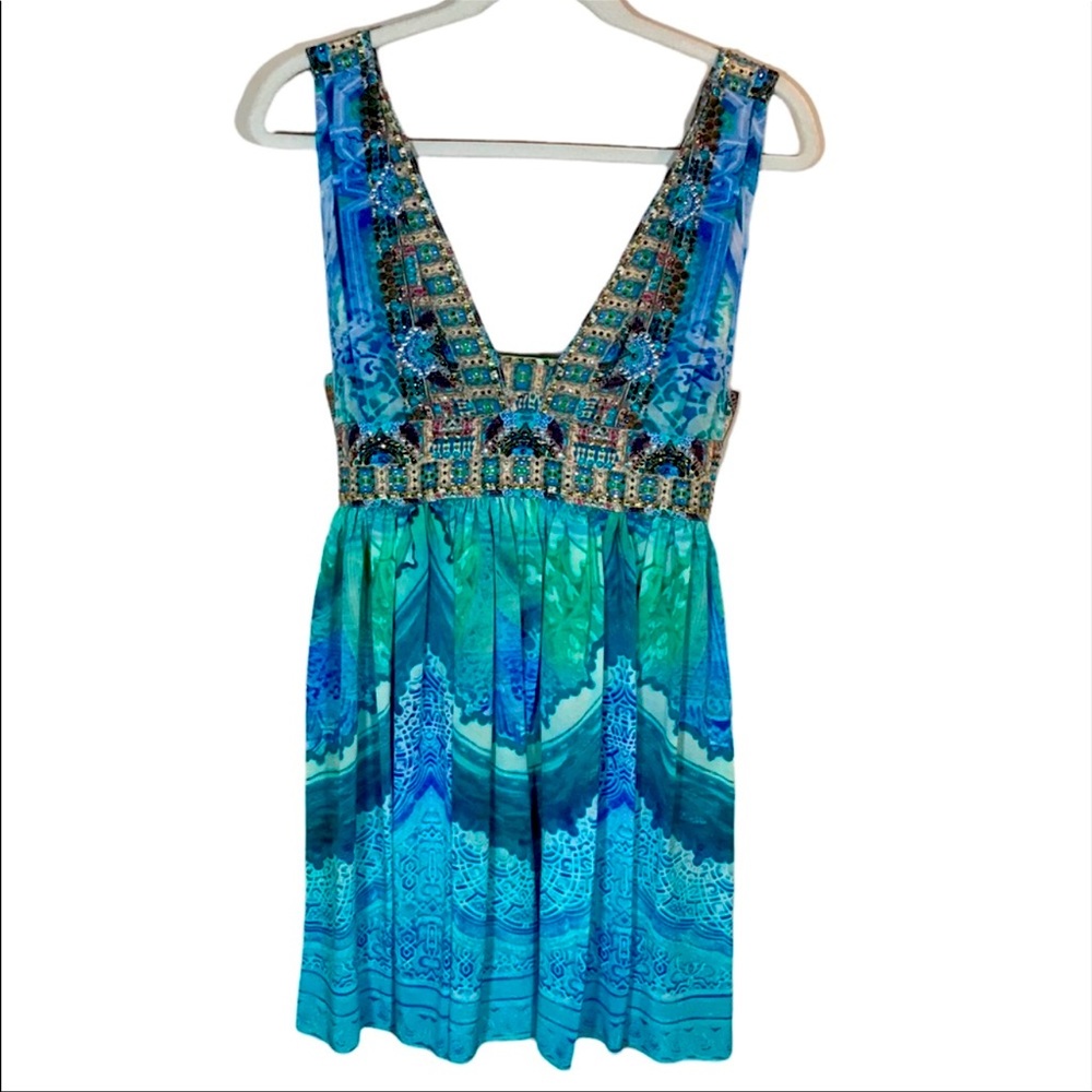 Camilla  dress silk mini crystal embellished XS